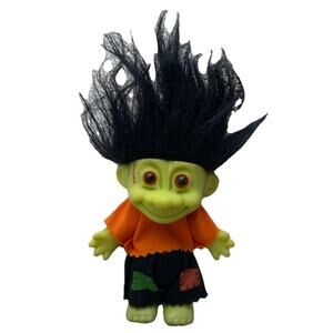 Russ Frankenstein Troll Doll Halloween 18503 Vintage 5” Green Scar Black Hair